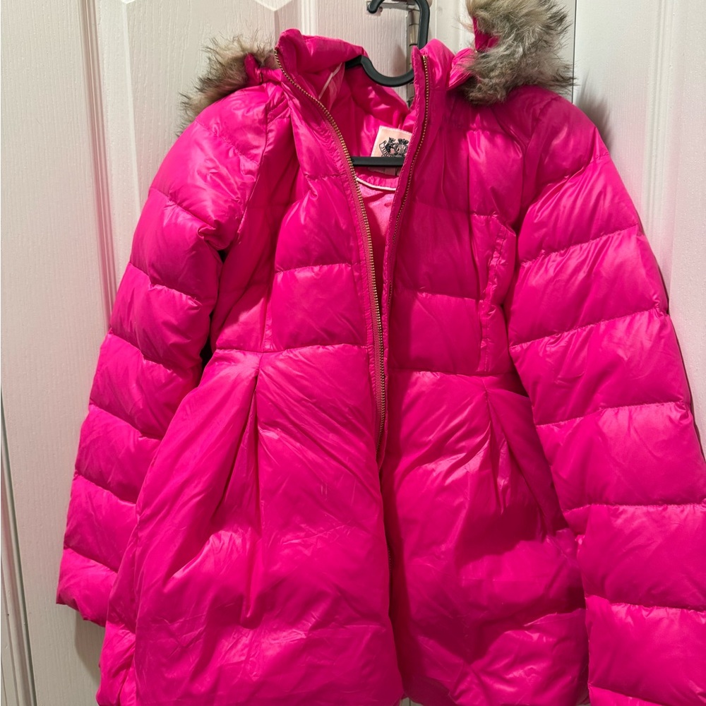 Juicy Puffer Jacket with Faux Fur Hood